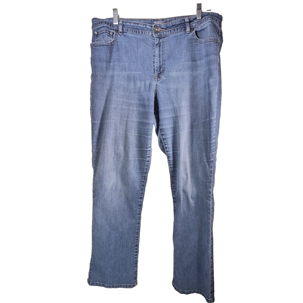 Style & Co Women's 18 Plus High Rise Bootcut Jeans Light Wash Embroidered Denim